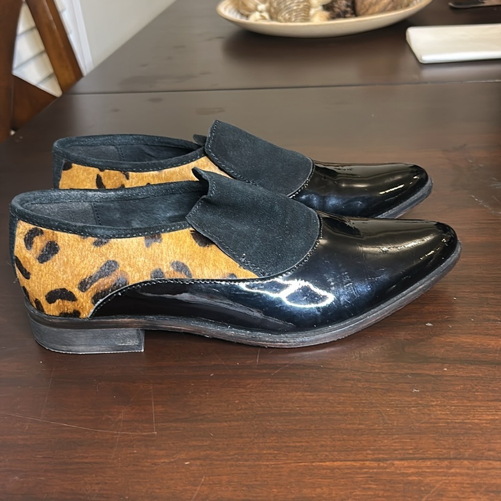 Free People Brady Slip On Patent/Leopard Pony Hair Loafer Shoes EU 39 - Picture 10 of 15